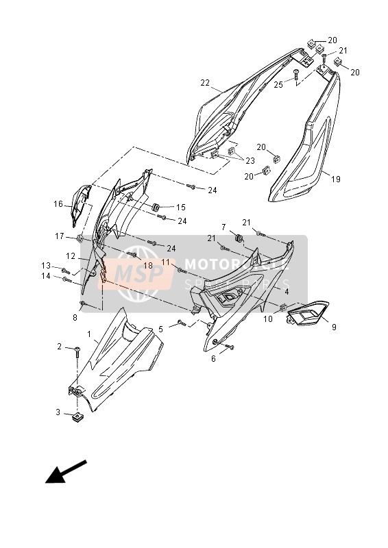 Yamaha NS50 2015 Cubierta lateral para un 2015 Yamaha NS50